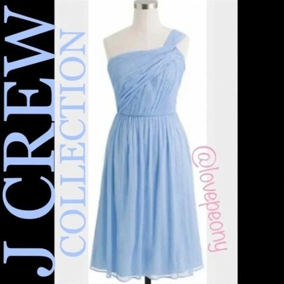J CREW Silk Chiffon Lucienne Dress in baby blue Size 12 - Picture 1 of 11